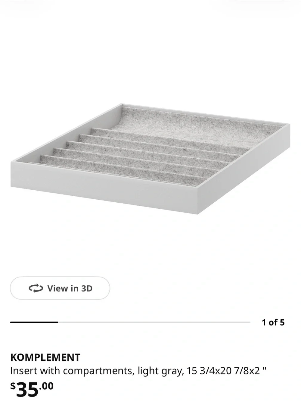 IKEA Felt Jewelry Drawer Organizers in Light Gray - Set of 3